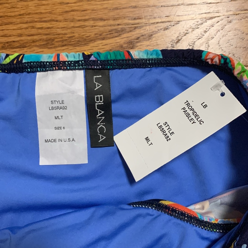 La Blanca swimsuit - wrap front bikini set with swim skirt bikini bottoms, navy - Picture 8 of 13